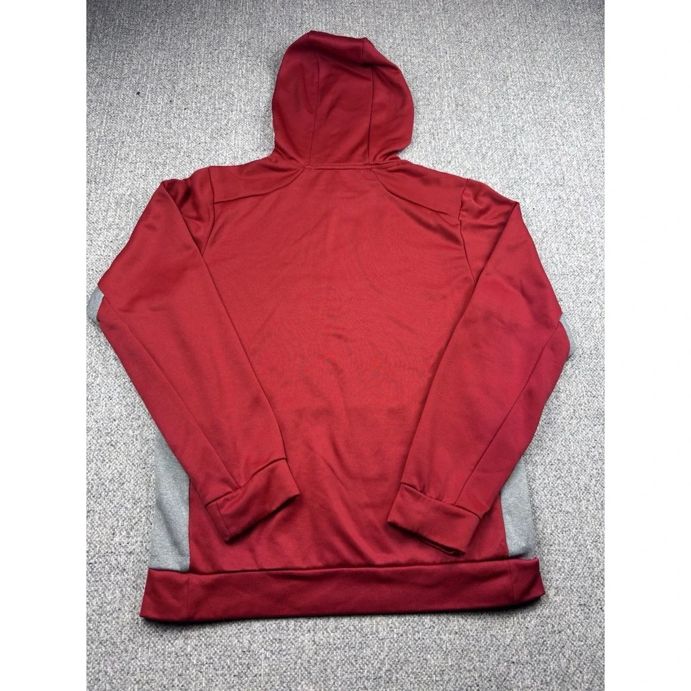 Nike Red Gray Therma‎ Fit Pullover Hoodie Sweatshirt Men Small